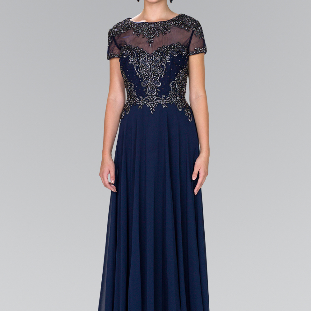 Illusion Neckline A-Line Long Evening Dress GL2406